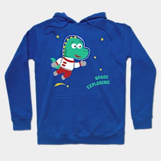 Funny dinosaur in space. Dinosaur in outer space. Hoodie